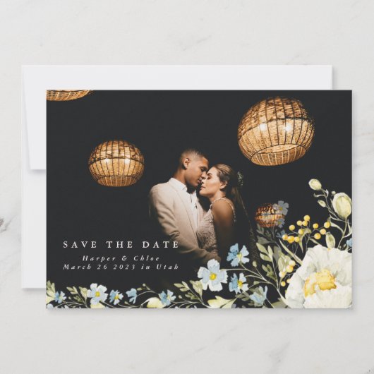 Boho Simple Elegant Wild Flower Wedding Save The Date (Voorkant)