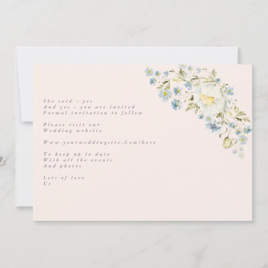 Boho Simple Elegant Wild Flower Wedding Save The Date (Achterkant)