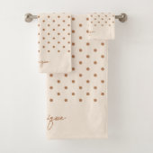 Boho Simple Modern Girly Neutral Polka Dot Beige Bad Handdoek (Insitu)