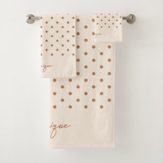 Boho Simple Modern Girly Neutral Polka Dot Beige Bad Handdoek