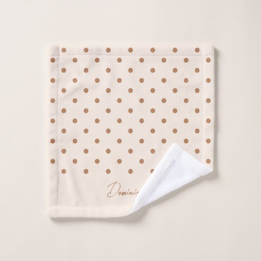 Boho Simple Modern Girly Neutral Polka Dot Beige Bad Handdoek (Wasdoekje)
