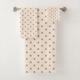 Boho Simple Modern Girly Neutral Polka Dot Beige Bad Handdoek