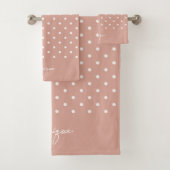 Boho Simple Modern Girly Polka Dot Neutral Pink Bad Handdoek (Insitu)