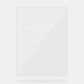 Boho Simple Modern White Clear Wedding Welkom Acryl Bord (Voorkant)
