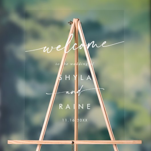 Boho Simple Modern White Clear Wedding Welkom Acryl Bord (Neutraal)