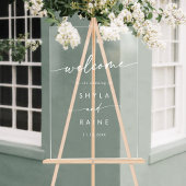 Boho Simple Modern White Clear Wedding Welkom Acryl Bord