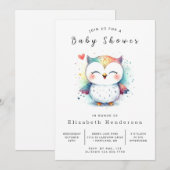 Boho Simple Owl Baby shower Kaart (Voorkant / Achterkant)