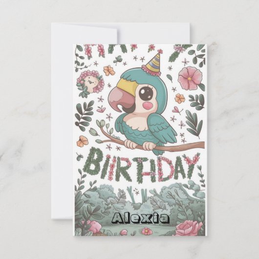 Boho Simple Parrot Digitale Verjaardag Kaart (Voorkant)