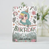 Boho Simple Parrot Digitale Verjaardag Kaart (Staand voorkant)