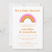 Boho Simple Pink Oranje Rainbow Couple Baby shower Kaart (Voorkant)