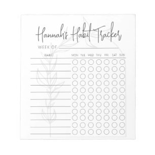 Boho Simple Script Weekly Habit Tracker-laptop Notitieblok