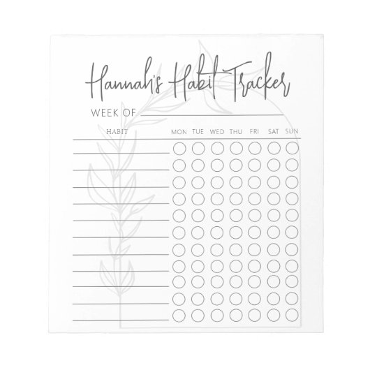 Boho Simple Script Weekly Habit Tracker-laptop Notitieblok (Voorkant)