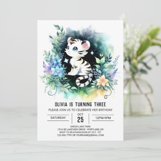 Boho Simple Tiger Verjaardag Kaart (Staand voorkant)