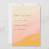 Boho Simple Waterverf Pink Yellow Script Weddensch Kaart (Voorkant)