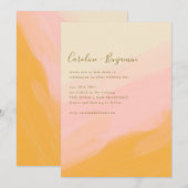 Boho Simple Waterverf Pink Yellow Script Weddensch Kaart (Voorkant / Achterkant)