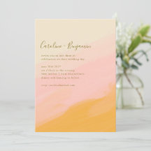 Boho Simple Waterverf Pink Yellow Script Weddensch