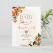 Boho Sinaasappel Baby shower Zomer Tropische Bloem Kaart (Staand voorkant)