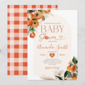 Boho Sinaasappel Baby shower Zomer Tropische Bloem Kaart (Voorkant / Achterkant)