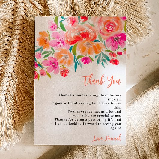 Boho sinaasappel bloemen vrijgezellenfeest bedankkaart