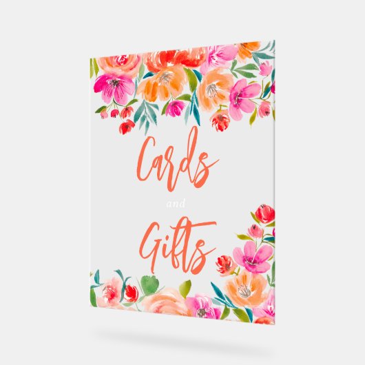 Boho sinaasappel bloemen wilde bloemen bruids gesc acryl bord (Hoek)