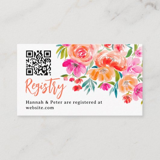 Boho sinaasappel bloemen wilde bloemen bruids regi informatiekaartje (Voorkant)