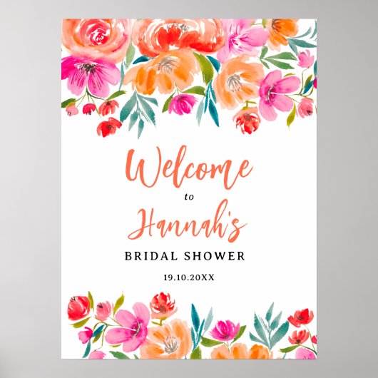 Boho sinaasappel bloemen wilde bloemen bruids welk poster (Voorkant)