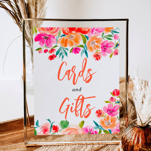 Boho sinaasappel bloemenwilde bloemen bruids teken poster