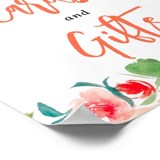 Boho sinaasappel bloemenwilde bloemen bruids teken poster (Hoek)