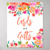 Boho sinaasappel bloemenwilde bloemen bruids teken poster (Voorkant)