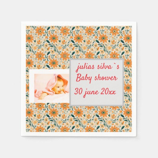 boho sinaasappel bloesems baby shower papier serve servet (Voorkant)