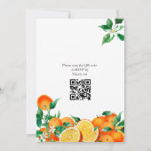 Boho Sinaasappel Blossom Foto QR Code Huwelijk Kaart (Achterkant)