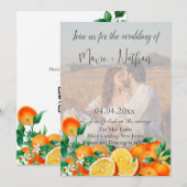 Boho Sinaasappel Blossom Foto QR Code Huwelijk Kaart (Voorkant / Achterkant)