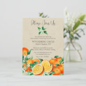 Boho Sinaasappel Blossom QR Code Huwelijk Informatiekaartje (Staand voorkant)