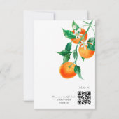 Boho Sinaasappel Blossom QR Code Huwelijk RSVP Kaartje (Achterkant)
