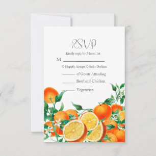 Boho Sinaasappel Blossom QR Code Huwelijk RSVP Kaartje