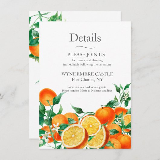 Boho Sinaasappel Blossom Wedding QR-code Informatiekaartje (Voorkant / Achterkant)