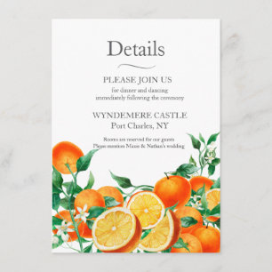 Boho Sinaasappel Blossom Wedding QR-code Informatiekaartje