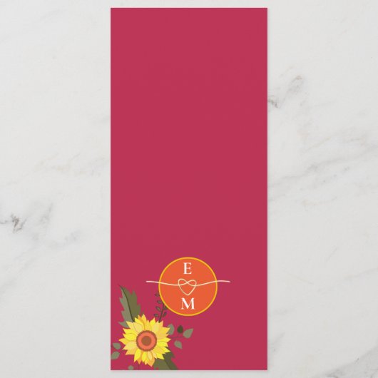 Boho Sinaasappel Bruiloft Menu (Achterkant)