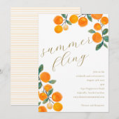 Boho Sinaasappel Citrusvruchten Waterverf Zomervli Kaart (Voorkant / Achterkant)