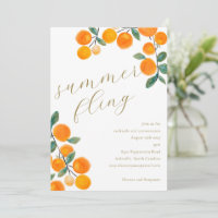 Boho Sinaasappel Citrusvruchten Waterverf Zomervli