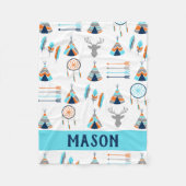 Boho sinaasappel en blauw zuidwesten fleece deken (Voorkant)