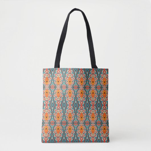 Boho Sinaasappel en turquoise Tribal Geïnspireerd Tote Bag (Voorkant)