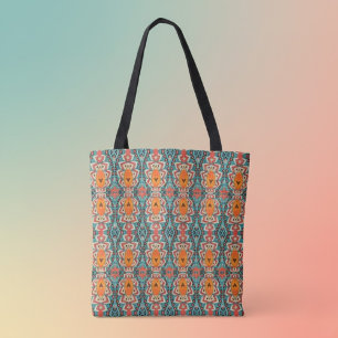 Boho Sinaasappel en turquoise Tribal Geïnspireerd Tote Bag