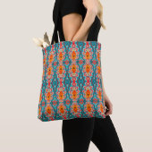 Boho Sinaasappel en turquoise Tribal Geïnspireerd Tote Bag (Dichtbij)