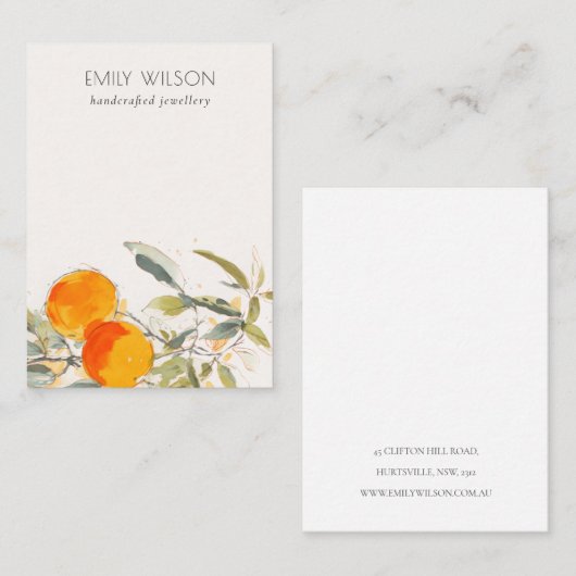 Boho Sinaasappel Fruitig Blank Sieraden Display Ho Visitekaartje (Voorkant / Achterkant)