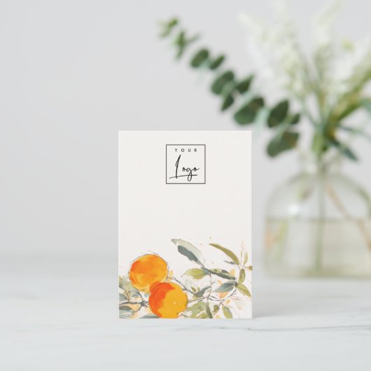 Boho Sinaasappel Fruitig Logo Blank Sieraden Displ Visitekaartje (Staand voorkant)