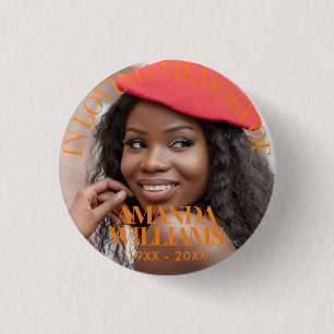 Boho Sinaasappel   Gepersonaliseerde foto Memorial Ronde Button 3,2 Cm