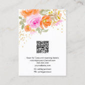 Boho sinaasappel gouden chique bloemensieraden log visitekaartje (Achterkant)