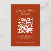 Boho Sinaasappel Groene Bruiloft Details QR Code E Informatiekaartje (Achterkant)