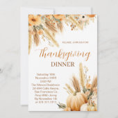 Boho Sinaasappel Pompoen Thanksgiving Diner Kaart (Voorkant)